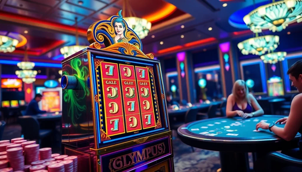 Engaging players at the Olympus slot machine enjoy thrilling spins and exciting features at a luxurious casino.