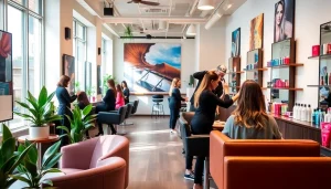 hair salon san diego showcasing vibrant hair coloring in a modern, welcoming interior