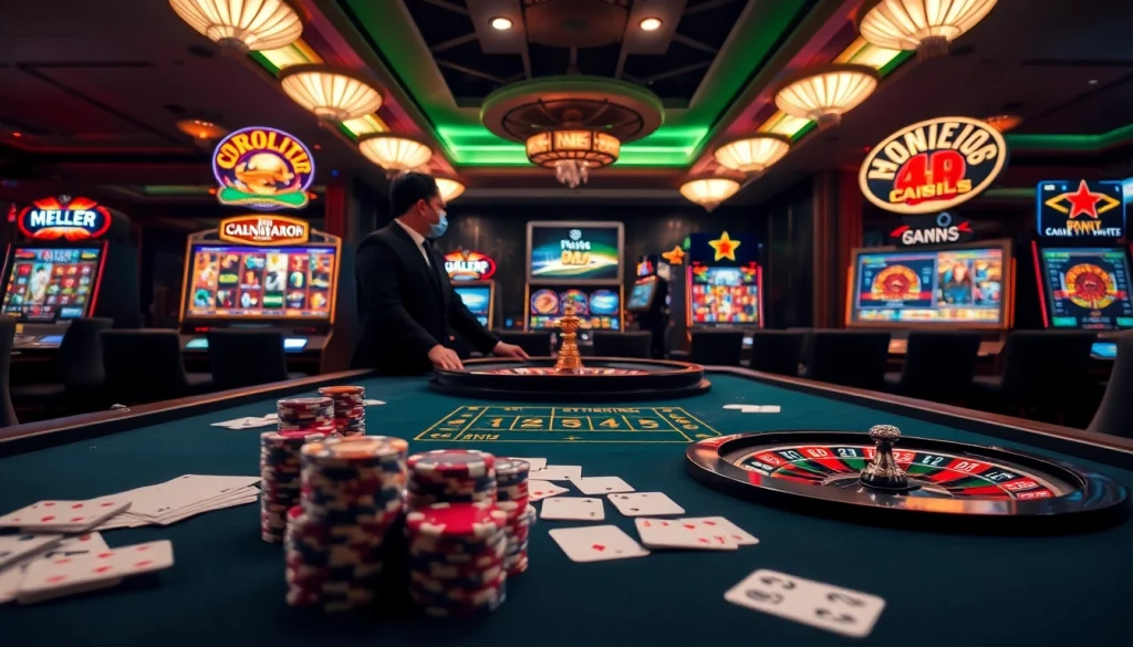 Experience the excitement of MK 8 with vibrant casino tables and thrilling gaming action in a luxury setting.