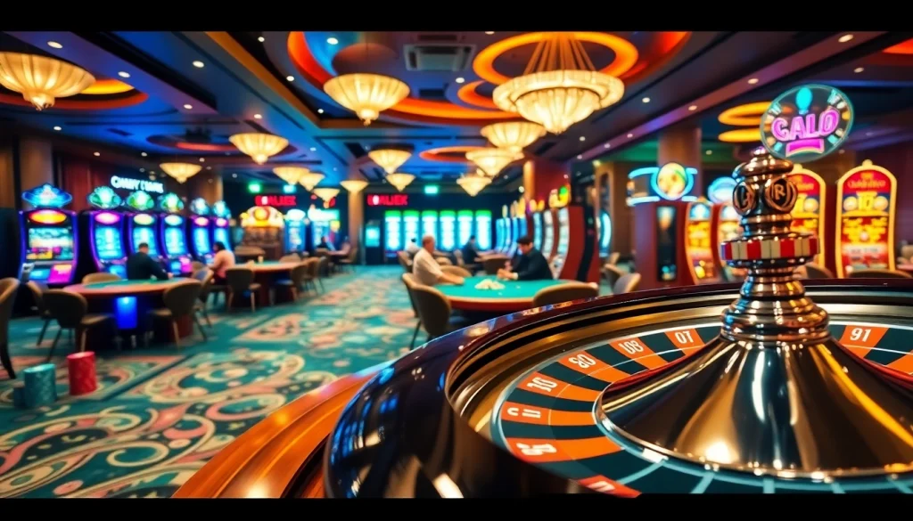 Experience the thrill of gambling as you register at GO8, surrounded by exciting casino elements like poker chips and slot machines.