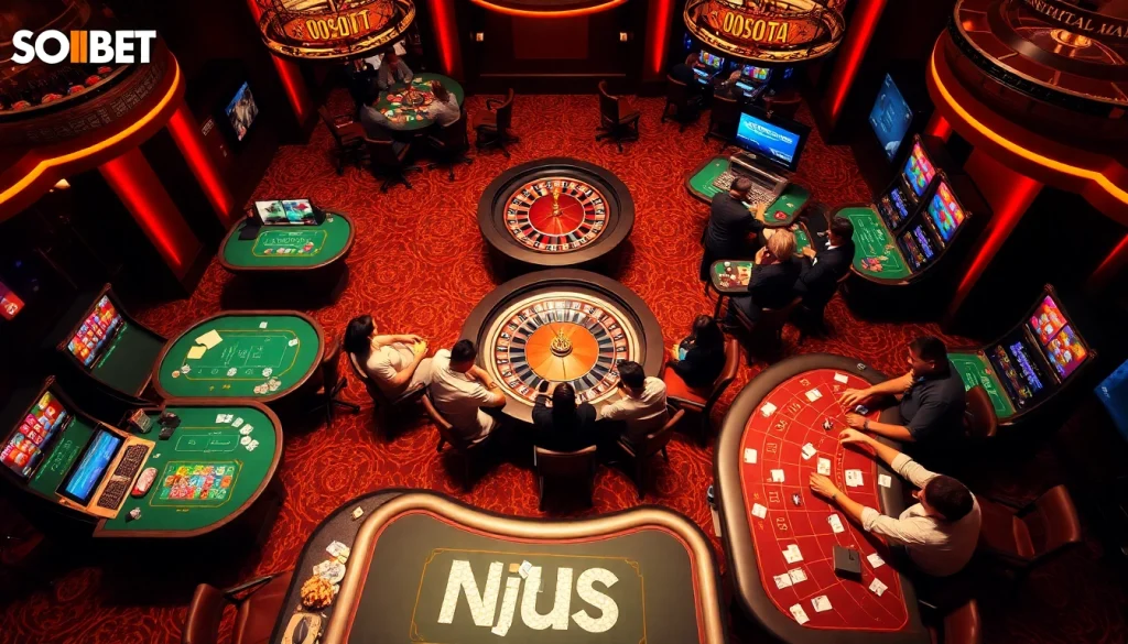 SOIBET casino scene showcasing lively games and a vibrant atmosphere.