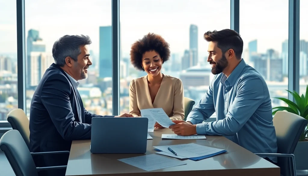 Immigration lawyer Melbourne guiding clients through visa applications in a modern office.