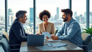 Immigration lawyer Melbourne guiding clients through visa applications in a modern office.