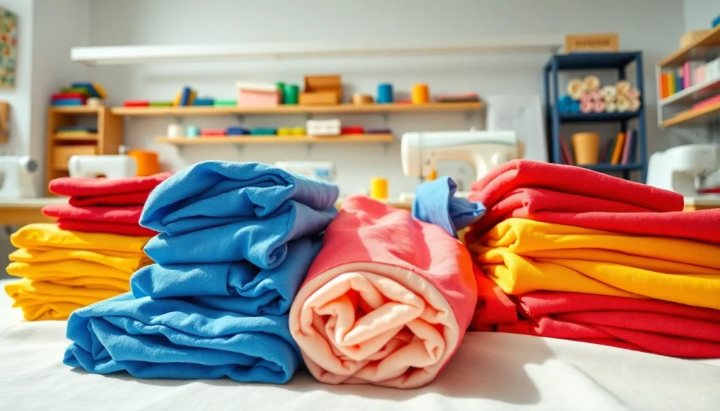 Bekijk goedkope katoen in diverse kleuren en texturen in een naaiatelier.