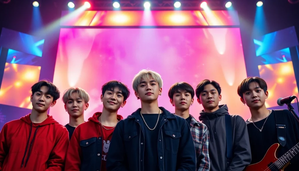 The BTS members showcasing their unique styles during a concert performance.