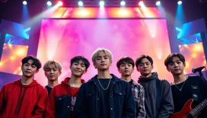 The BTS members showcasing their unique styles during a concert performance.