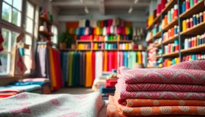 Vind goedkope katoenen stoffen online Nederland in een trendy stoffenwinkel met kleurrijke materialen.