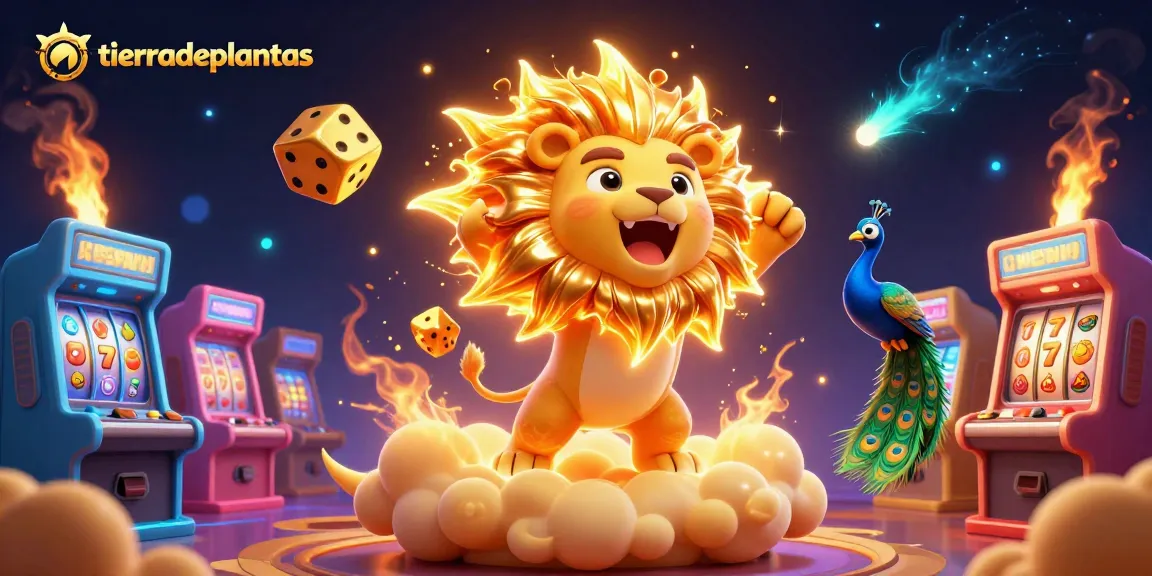 Win big with tierradeplantas at the casino, featuring vibrant 3D animations and gaming elements.
