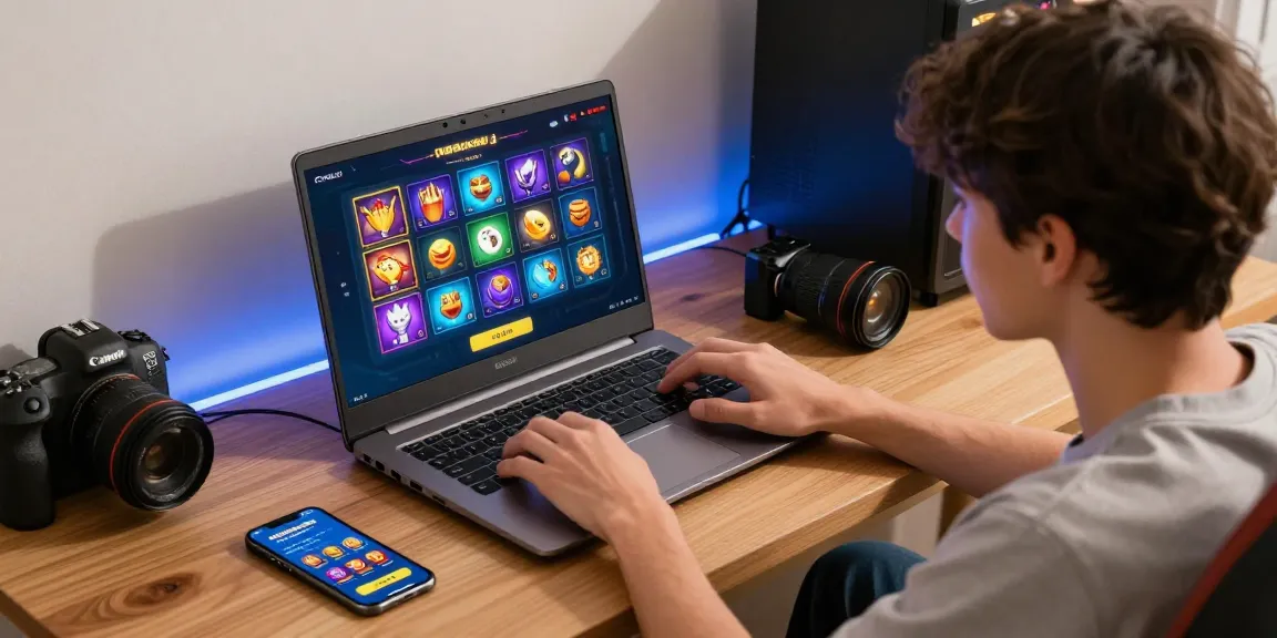 Permainan slot online cipung138 yang seru dengan pemain fokus di laptop dan suasana nyaman.